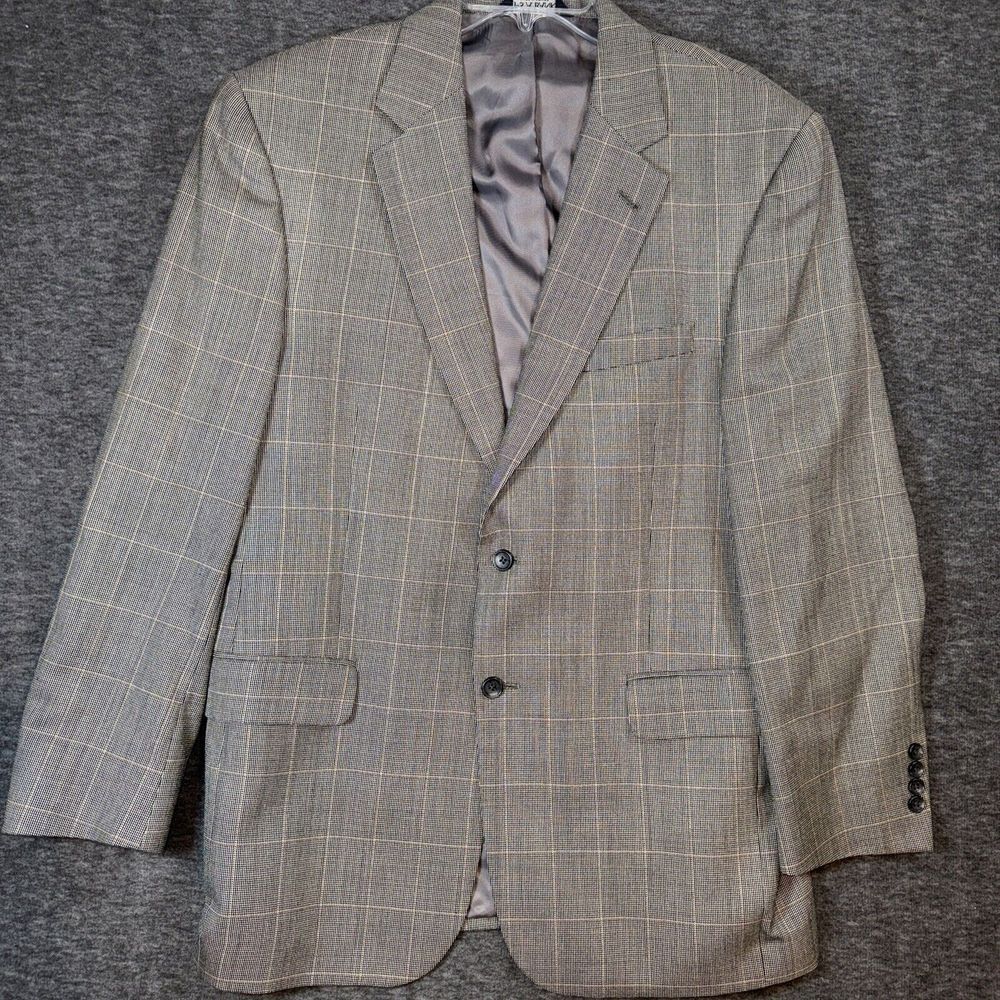 Jos. A. Bank Signature Collection Blazer Mens Silk Wool Plaid Gray 42R EXCELLENT